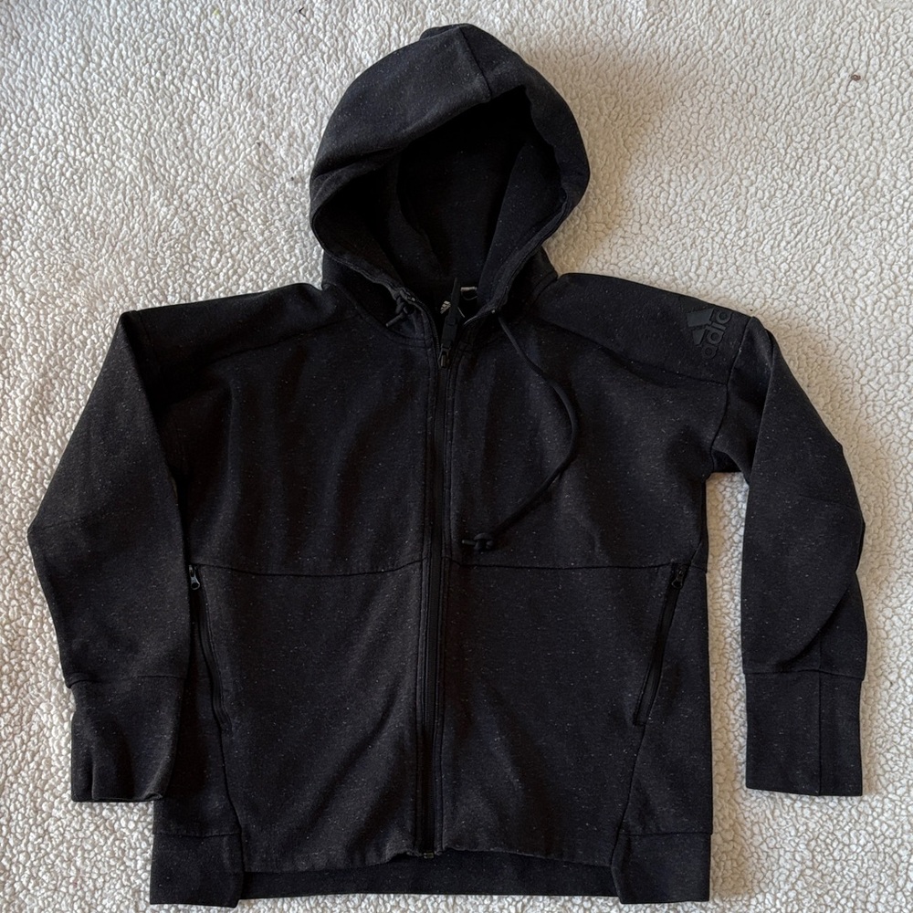 Adidas zip up hoodie with zippered pockets